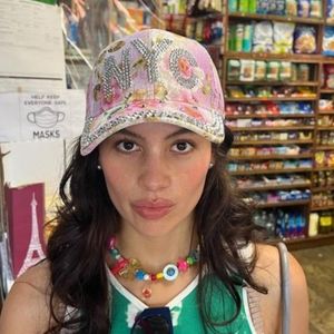 Pink Bejeweled NYC Hat